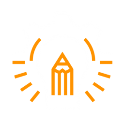 Icon of a lightbulb with a pencil inside