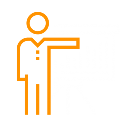 Icon of a person pointing to a chart